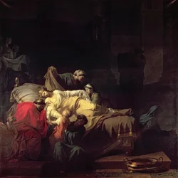 Alcestis sacrifices herself to save her husband Admetus, King of Pherae, 1785